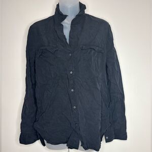 Aritzia Babaton Button Utility Shirt Top Roll Tab Sleeves black size XS